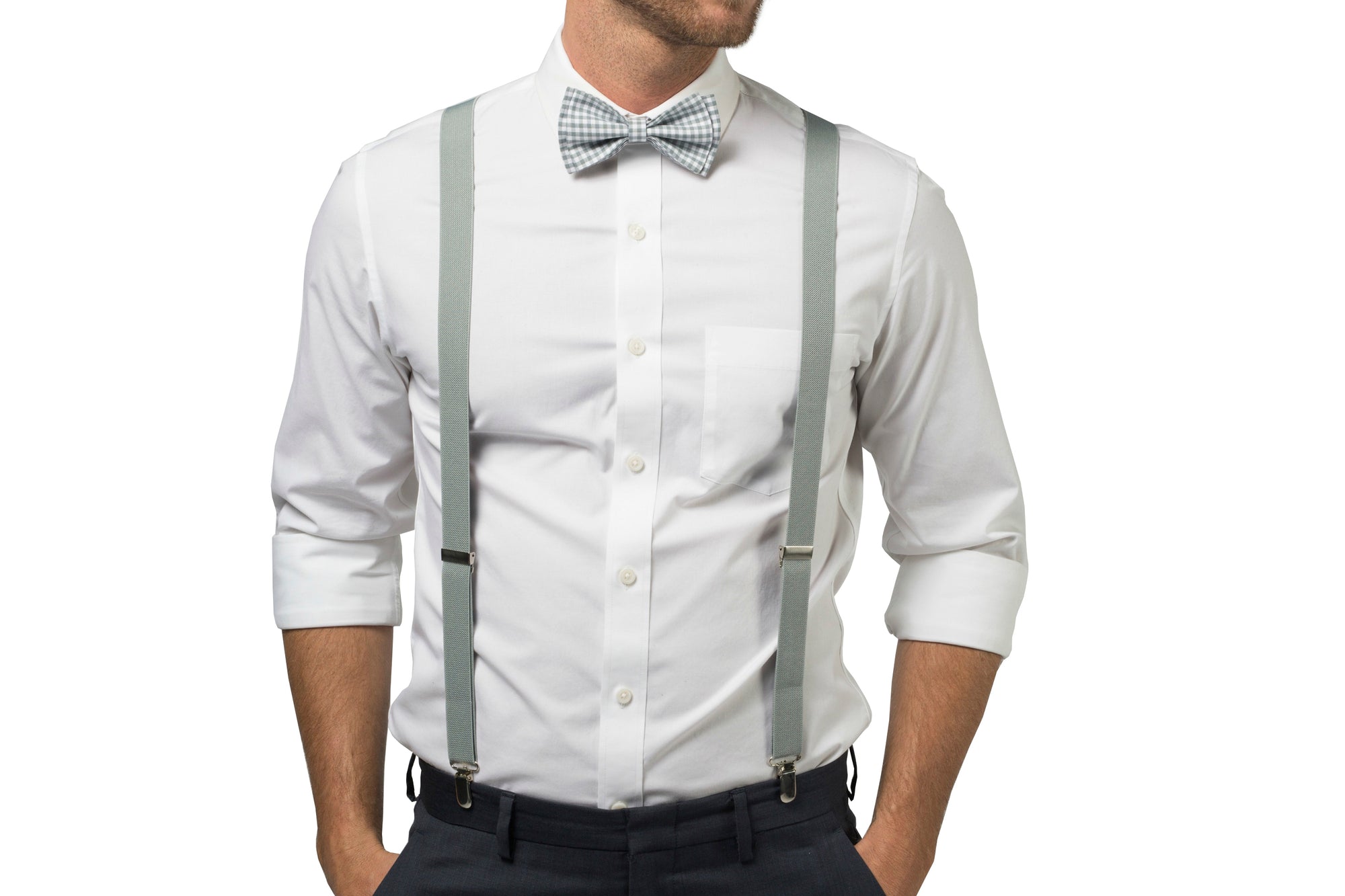 Gingham Gray Bow Tie