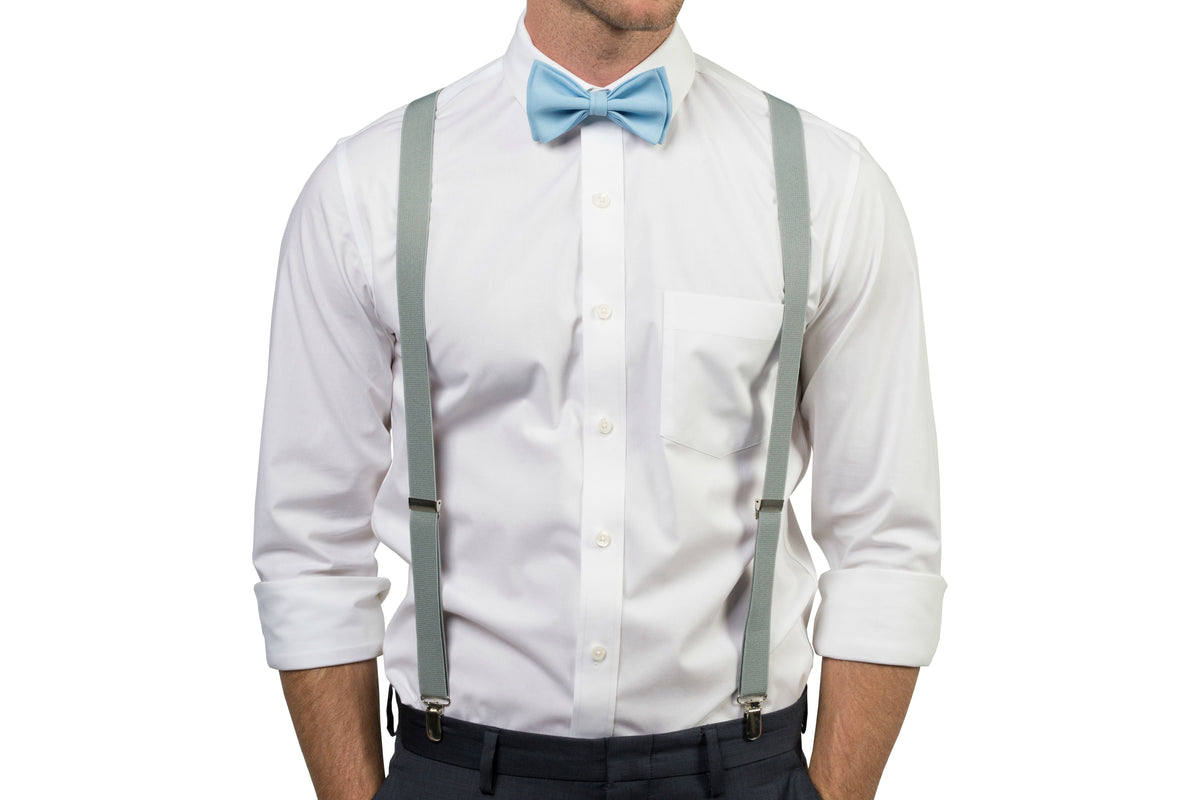 Light Gray Suspenders &amp; Baby Blue Bow Tie