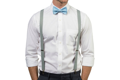 Light Gray Suspenders & Baby Blue Bow Tie