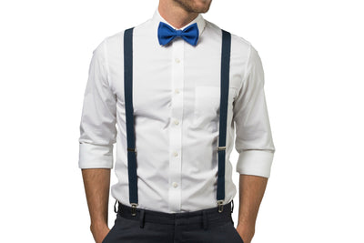 Navy Suspenders & Royal Blue Bow Tie