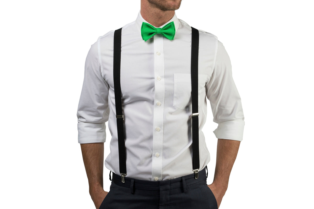 Black Suspenders &amp; Green Bow Tie