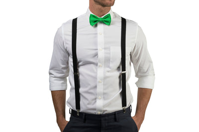 Black Suspenders & Green Bow Tie