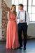 Coral Bow Tie & Coral Bridesmaid's Dress