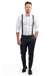 Navy Suspenders & Dusty Rose Bow Tie