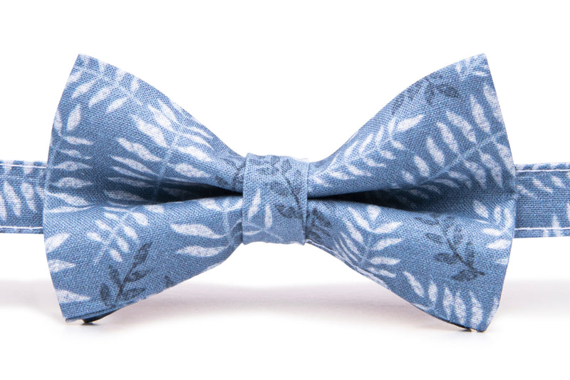 Dusty Blue Nature Print Bow Tie