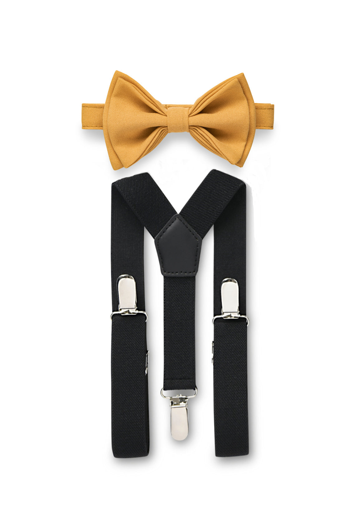 Black Suspenders &amp; Marigold Bow Tie
