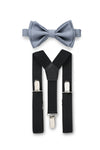 Black Suspenders & Dusty Blue Bow Tie