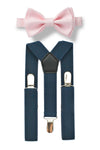 Navy Suspenders & Blushing Pink Bow Tie