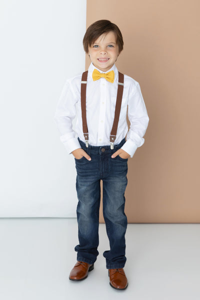 Boy Wearing Marigold Bow Tie
