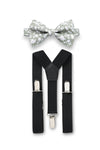 Black Suspenders & Dusty Sage Floral Bow Tie