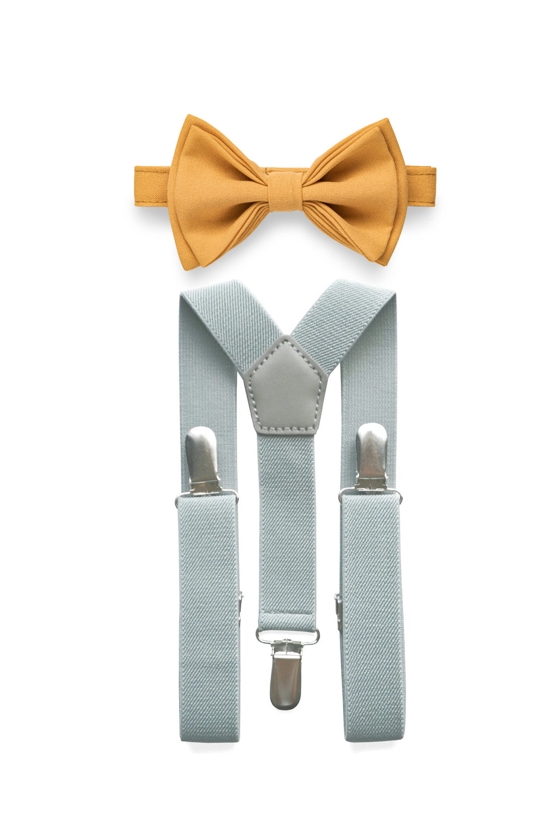 Light Grey Suspenders &amp; Marigold Bow Tie