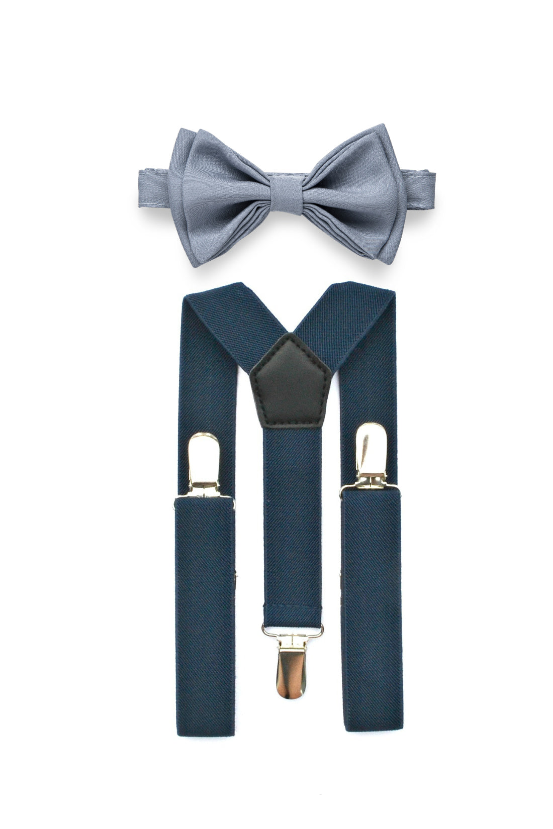 Navy Suspenders & Dusty Blue Bow Tie