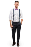 Navy Suspenders & Lilac Bow Tie