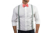 Light Gray Suspenders & Coral Bow Tie