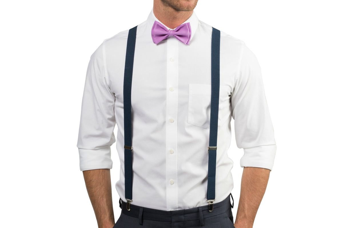 Navy Suspenders &amp; Lilac Bow Tie