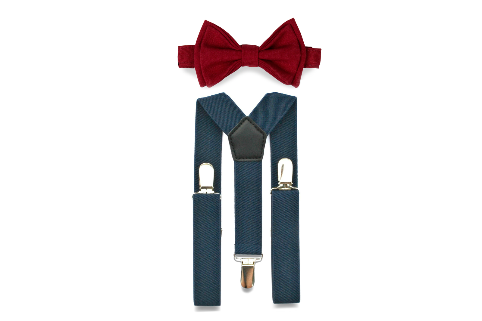 Navy Suspenders & Burgundy Bow Tie for Kids