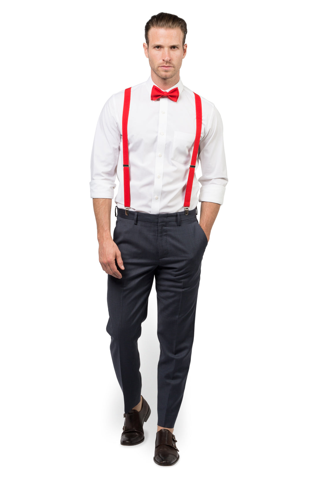 red dress shirt with black bow tie and suspenders Burgundy Bow Tie & Black Suspenders, Groom, Groomsmen, Ring Bearer, Wedding Bow Tie Suspenders, Bow Tie Suspenders for Mens