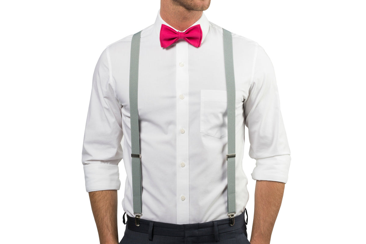 Light Gray Suspenders &amp; Hot Pink Bow Tie