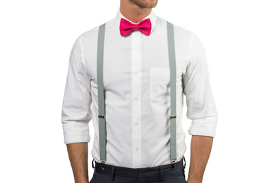 Light Gray Suspenders & Hot Pink Bow Tie