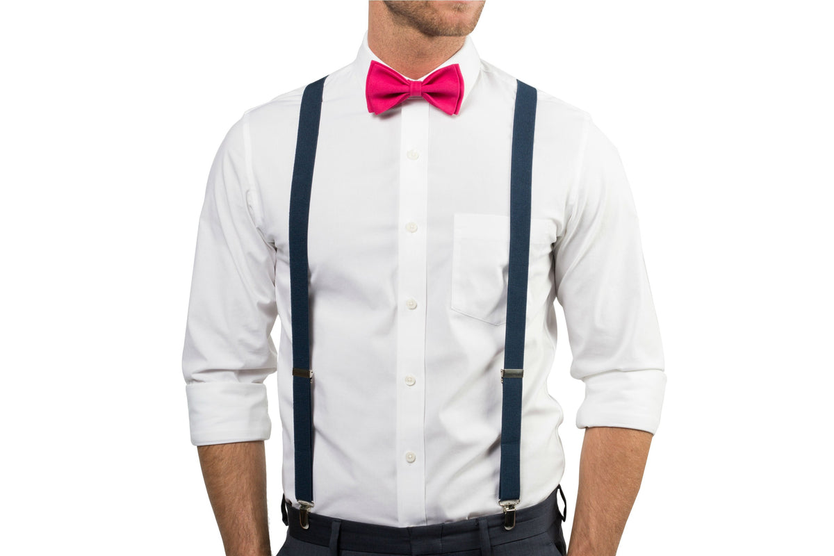 Navy Suspenders &amp; Hot Pink Bow Tie