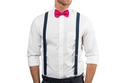 Navy Suspenders & Hot Pink Bow Tie