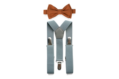 Light Gray Suspenders & Copper Bow Tie