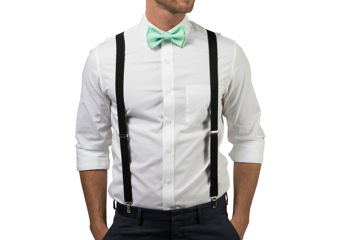 Black Suspenders &amp; Mint Bow Tie