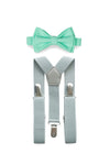 Light Grey Suspenders & Mint Bow Tie for Kids
