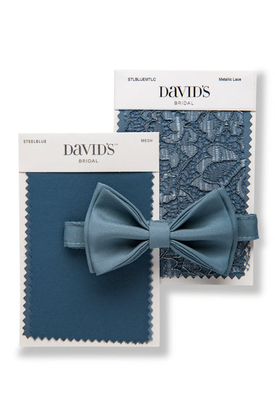 Steel Blue Bow Tie & David's Bridal Swatches