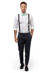 Black Suspenders & Mint Bow Tie