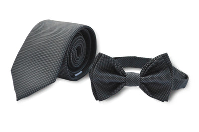 Charcoal Necktie & Charcoal Bow Tie