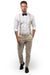 Beige Suspenders & Navy Bow Tie