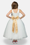 Gold & White Flower Girl Dress