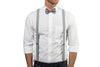Light Gray Suspenders & Silver Polka Dot Bow Tie
