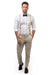 Beige Suspenders & Navy Polka Dot Bow Tie