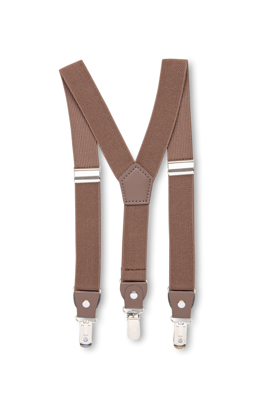 Suspenders Bege Brown Strpes MA Genune Leather Men Hgh Elastc Clp - Foto 3
