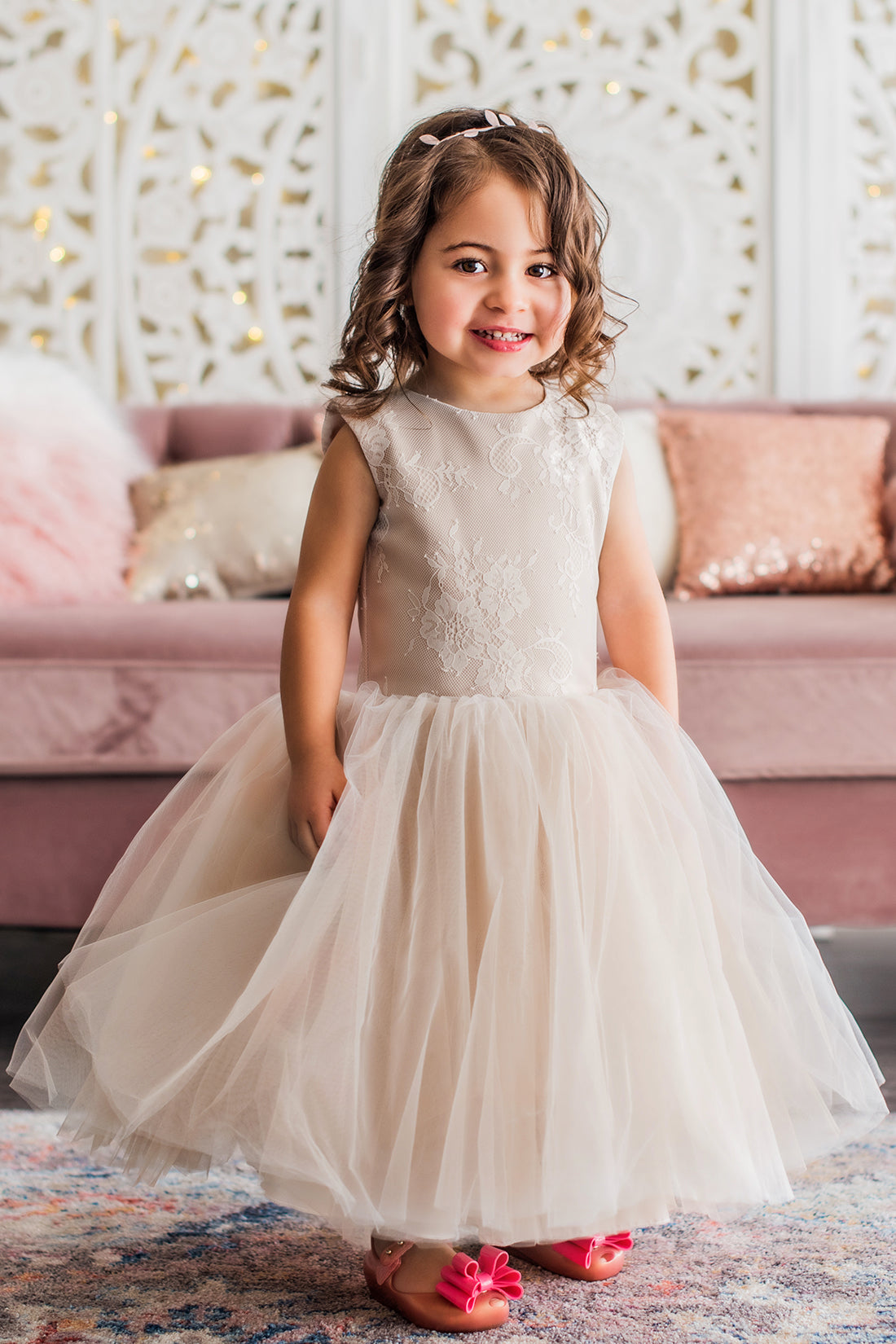 All Ivory Flower Girl Dress