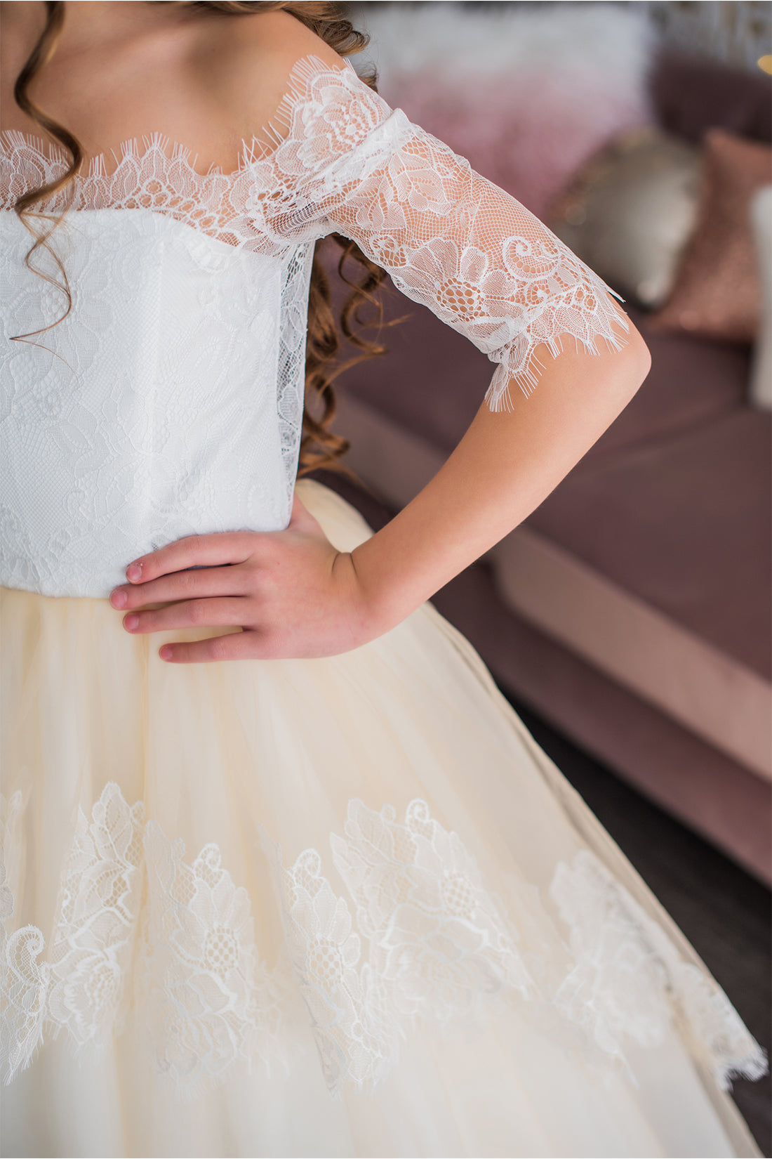 Cream Flower Girl Dress