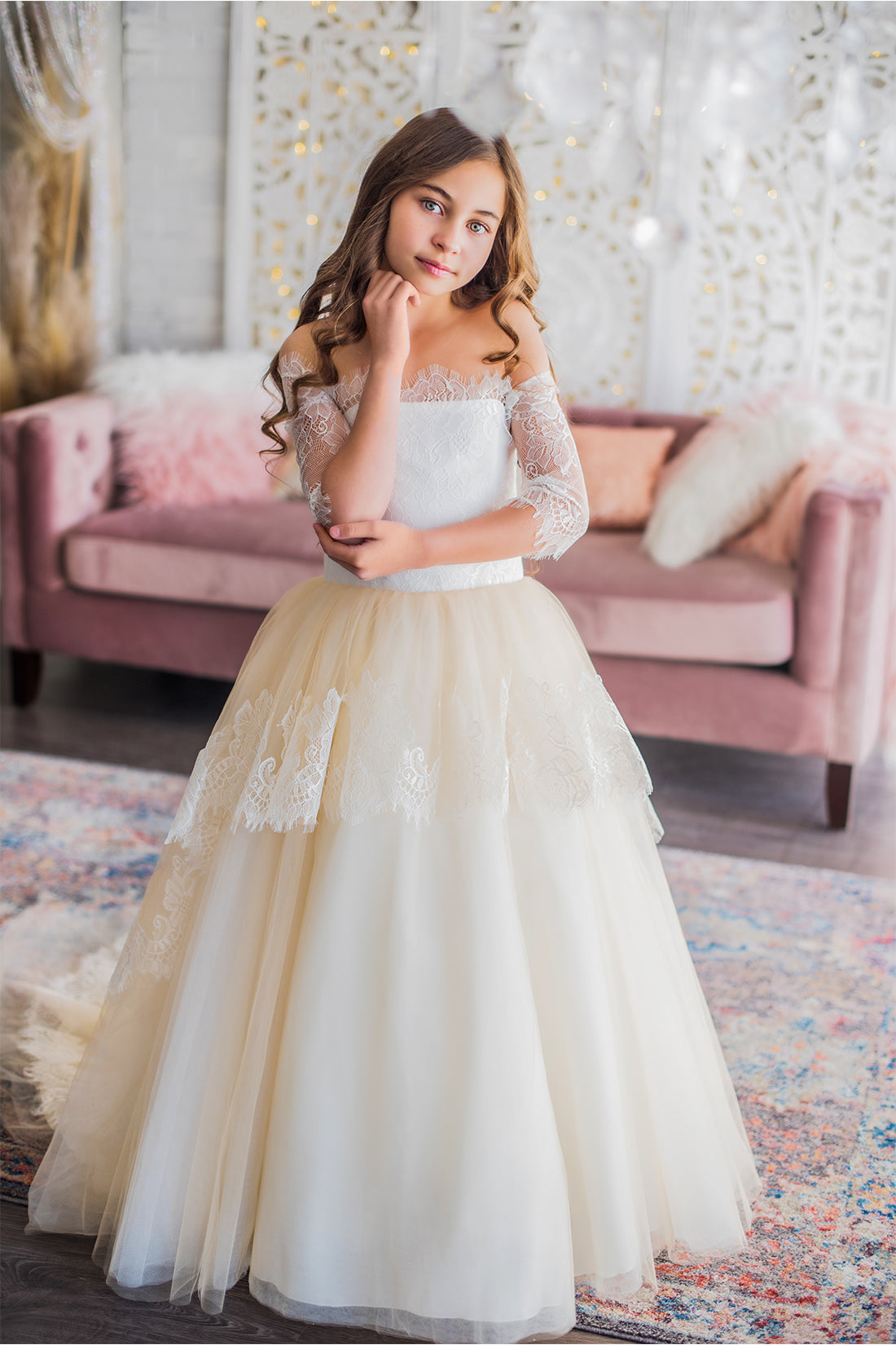 Cream Flower Girl Dress