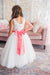 White & Coral Flower Girl Dress