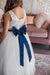 White & Navy Flower Girl Dress